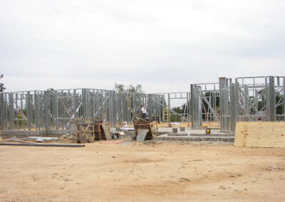 energy efficient recycled steel home during the construction process