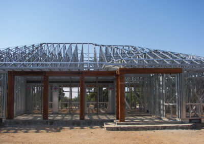 energy efficient recycled steel home during the construction process