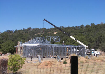 energy efficient recycled steel home during the construction process
