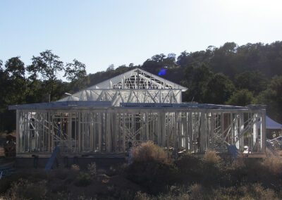 energy efficient recycled steel home during the construction process