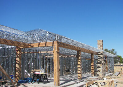 energy efficient recycled steel home during the construction process