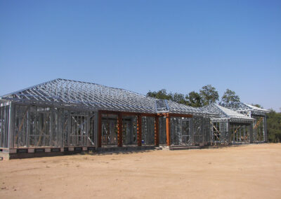 energy efficient recycled steel home during the construction process