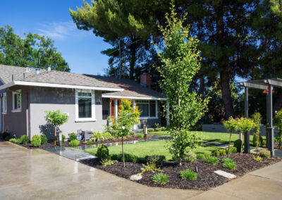 landscape design with pergola painted gray