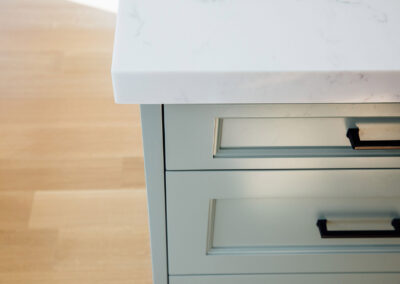 close up detail of kitchen counter and cabinetry